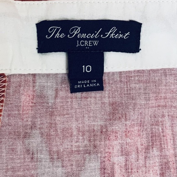 J Crew The Pencil Skirt Women's Size 10 Red White Floral Print Zip Up - Picture 4 of 7